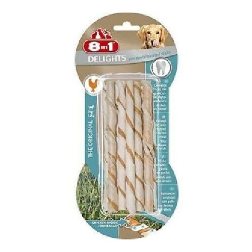 Палочки плетеные для чистки зубов 8in1 Delights Pro Dental Twisted Sticks 10 шт, для собак (2 шт) 10 шт палочки для чистки зубов домашних животных