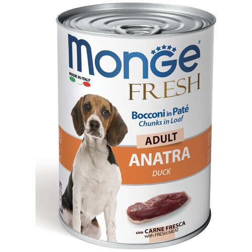 Влажный корм для собак Monge Fresh Мясной рулет, утка 1 уп. х 24 шт. х 400 г