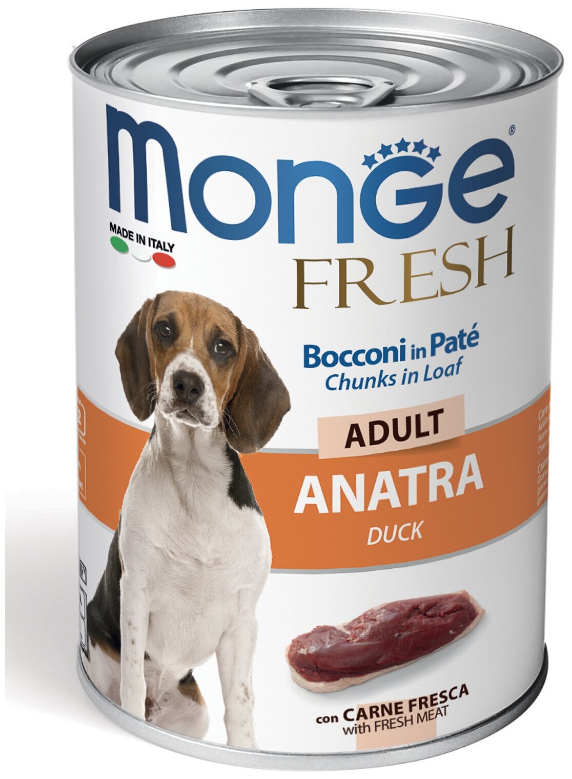 Влажный корм для собак Monge Dog Fresh Adult Chunks in Loaf ANATRA, мясной рулет, утка, 24 шт. х 400 г