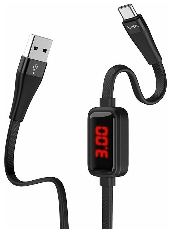 Hoco Кабель S4 с таймером USB - USB Type-C, 3А black (Черный)