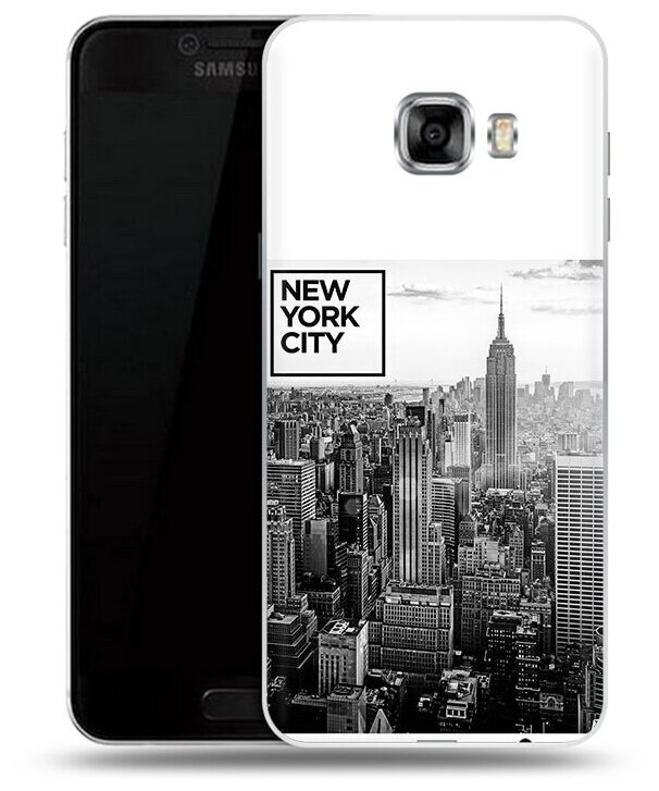 Чехол задняя-панель-накладка-бампер MyPads черно белый ньюерк для Samsung Galaxy C5 (C5000) 5.2 противоударный