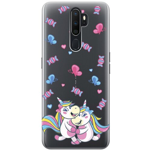 Силиконовый чехол с принтом Unicorns and Candies для Oppo A5 (2020) / A9 (2020) / Оппо А5 2020 / А9 2020 силиконовый чехол с принтом instaholic для oppo a5 2020 a9 2020 оппо а5 2020 а9 2020