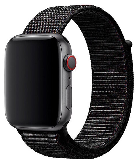 Нейлоновый ремешок для часов Apple Watch series 1-7 SE 42-44-45mm / Браслет на липучке для Эпл Вотч серии 1-7 СЕ 42-44-45 мм (Черно-оранжевый)