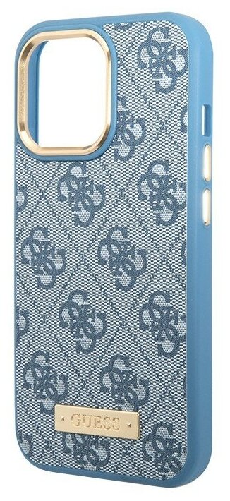 Guess для iPhone 13 Pro чехол MagSafe PU 4G Plate metal logo Hard Blue