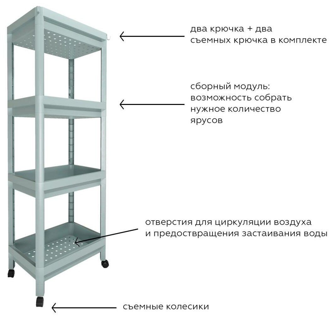 Этажерка большая на съемных колесиках Homsu Прованс - фотография № 3