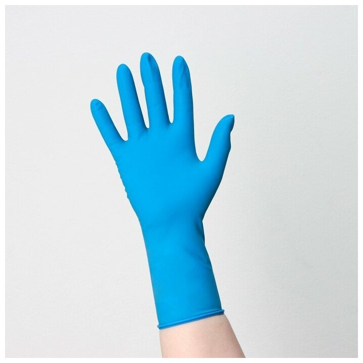 DERMAGRIP Перчатки латексные неопудренные High Risk, смотровые, нестерильные, текстурированные, размер L, 31 гр, 50 шт/уп (25 пар), цвет голубой