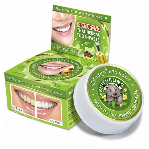 Binturong Зубная паста с экстрактом зеленого чая Green tea Thai Herbal Toothpaste, 33 гр