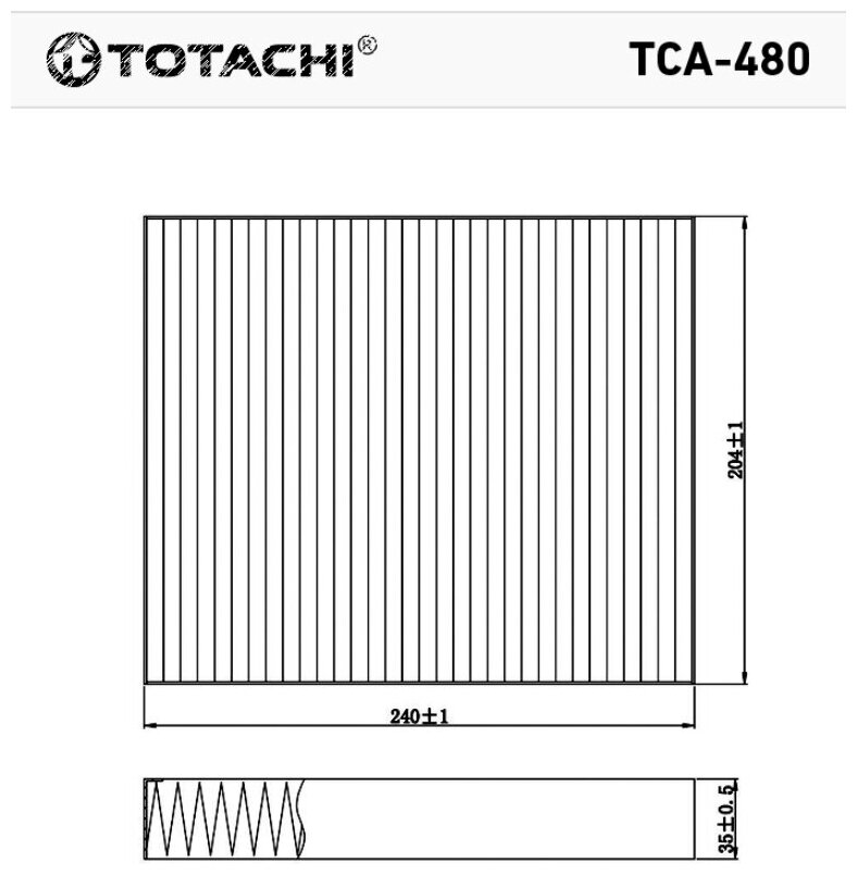 Фильтр Салона Totachi Tca-480 J13271190 Cu 2442 TOTACHI арт. TCA-480