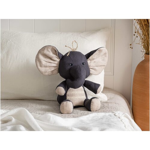 Мягкая игрушка Льняной слоник темно-серого цвета