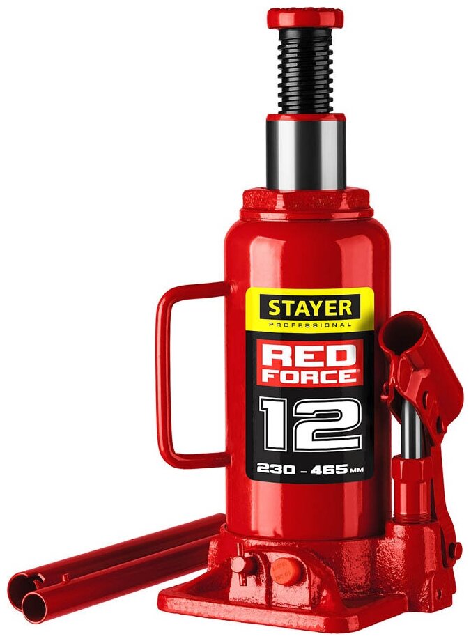 STAYER 12 т, 230-465 мм, домкрат бутылочный гидравлический RED FORCE 43160-12_z01 Professional