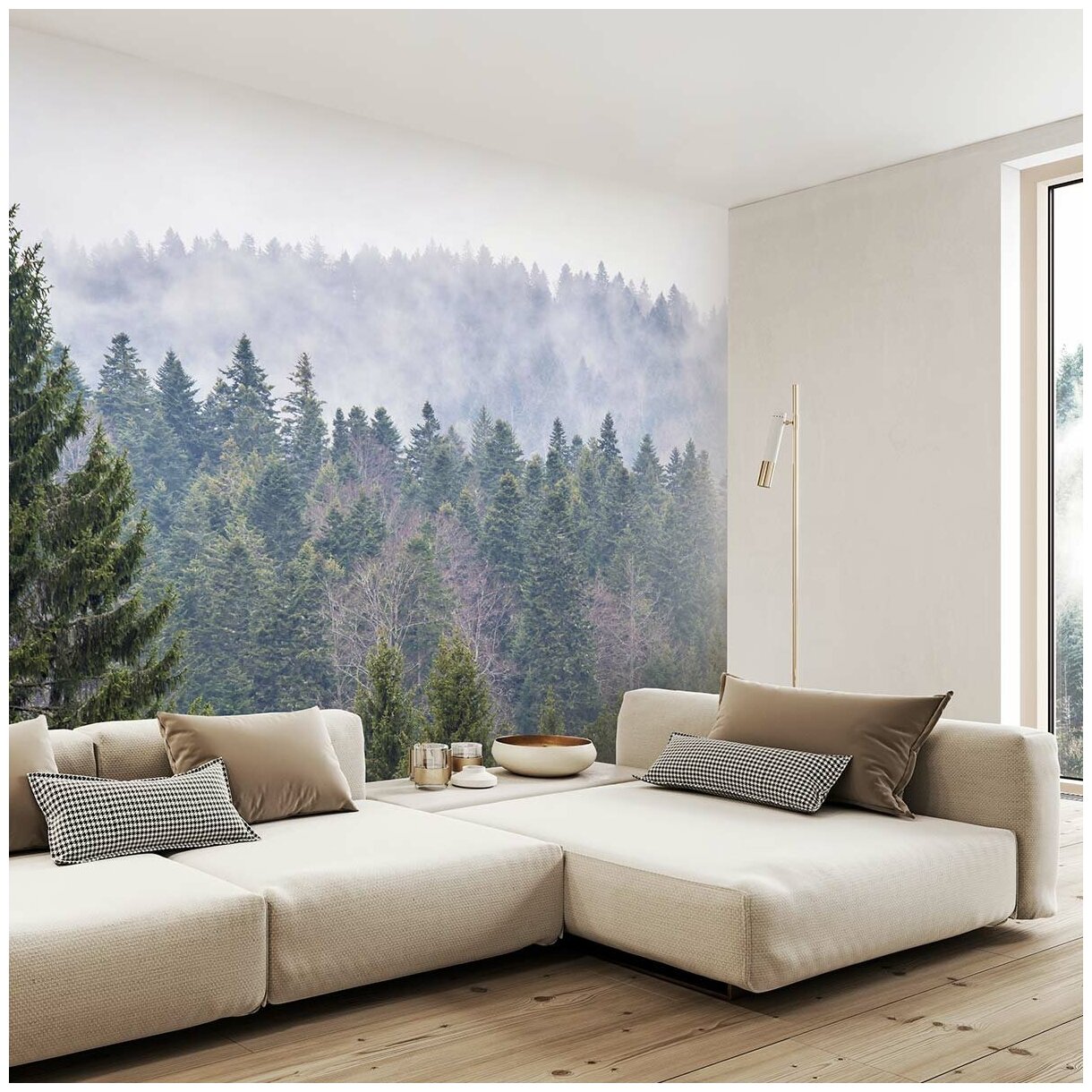Фотообои 3д флизелиновые с виниловым покрытием VEROL "Туманный лес", 2.7х3 м, моющиеся обои на стену, декор для дома - фотография № 4