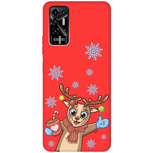 Силиконовый чехол на Tecno Pova 2 / Техно Пова 2 Silky Touch Premium с принтом Christmas Deer красный силиконовый чехол на tecno pova 2 техно пова 2 silky touch premium с принтом jam красный