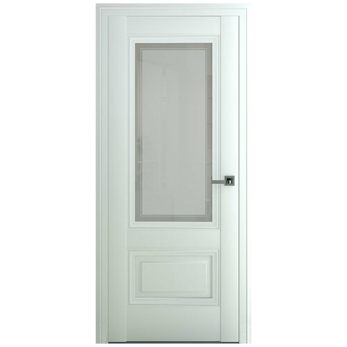 Межкомнатная дверь Турин В3 до Сатинато, Экошпон, матовый белый 2000*900.Комплект (полотно,коробка,наличник)