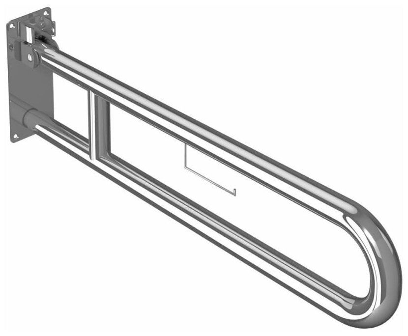 PALITRA TECHNOLOGY Поручень опорный для санузла, откидной, с фиксатором, с бумагодержателем,