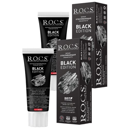 Купить Зубная паста R.O.C.S. BLACK EDITION Черная отбеливающая 74 гр. х 2 шт.