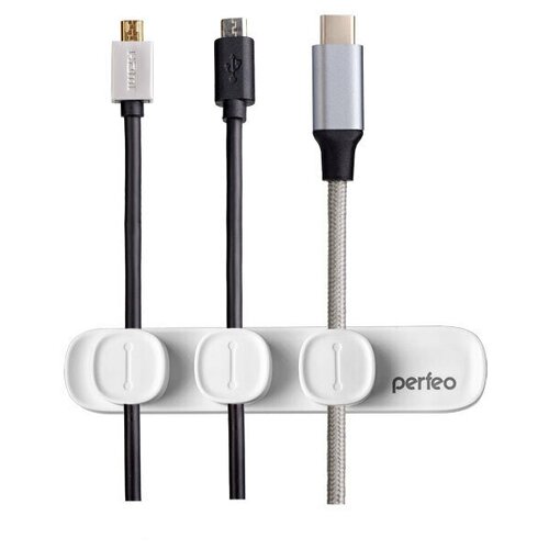 Фиксатор Perfeo Catch Magnet на 3 кабеля 2-4 мм магнитный белый PF_A4445 1197₽