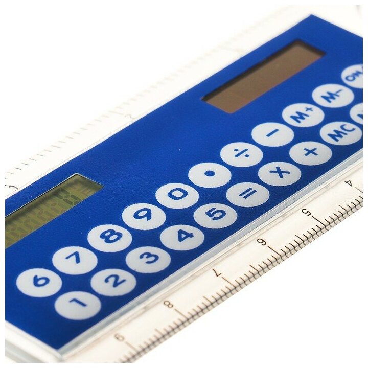 Калькулятор - линейка 10 8 - разрядный корпус прозрачного цвета с транспортиром работает от света