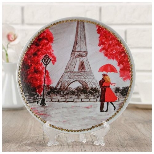 Тарелка декоративная Пара с рисунком на холсте D 20 см 787₽