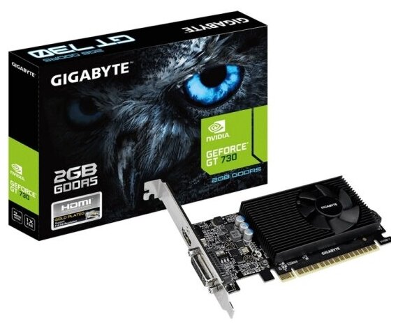 Видеокарта Gigabyte Видеокарта Gigabyte GeForce GT 730 902Mhz Pci-e 2.0 2048Mb 5000Mhz 64 bit Dvi,hdmi Gv-n730d5-2gl
