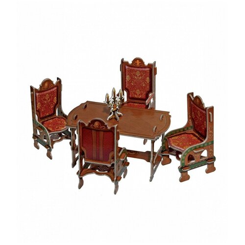 фото Коллекционный набор мебели "столовая" коричневая у259-01 умная бумага