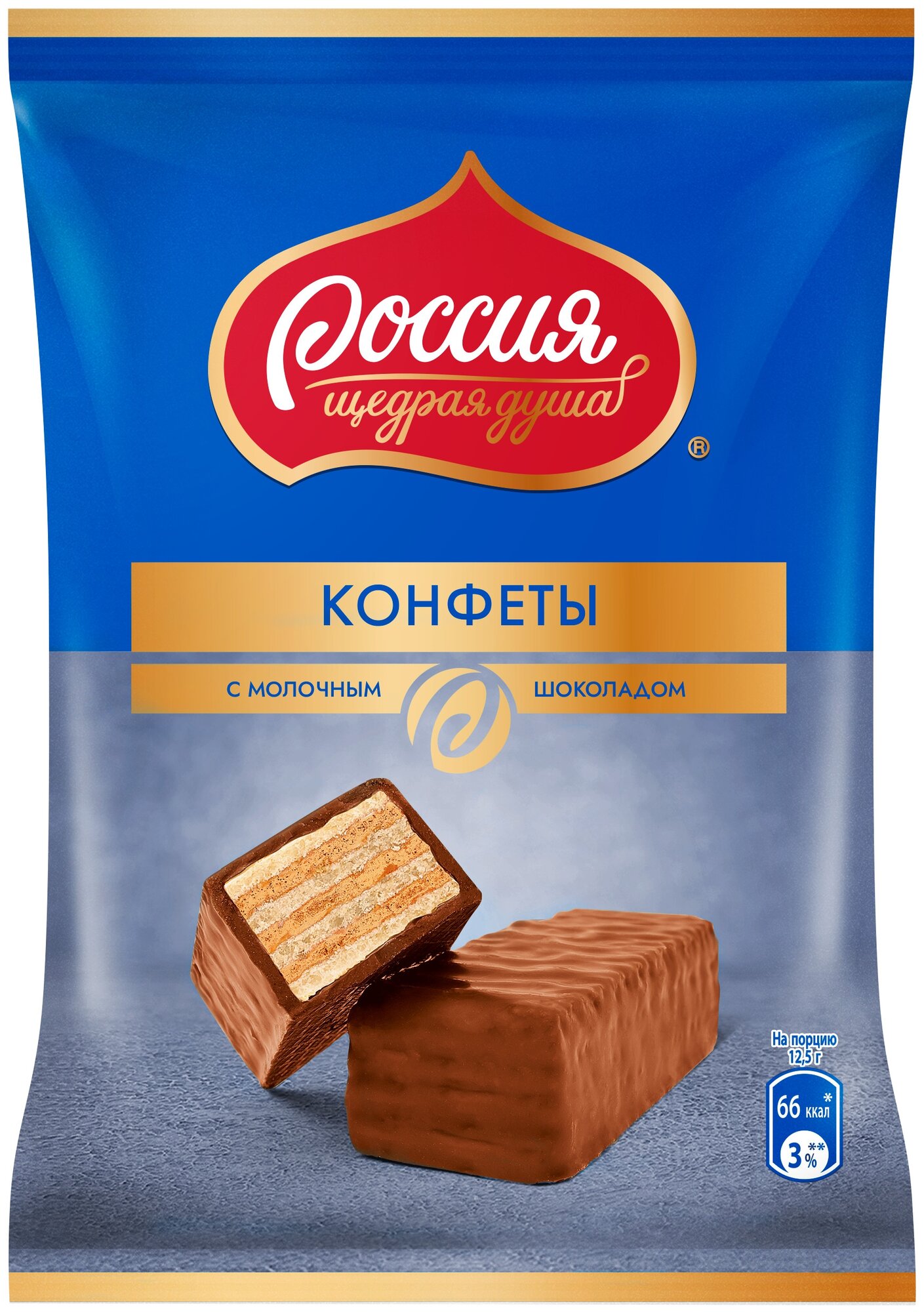 Конфеты Россия - Щедрая душа! Россия - щедрая душас вафлей и молочным шоколадом