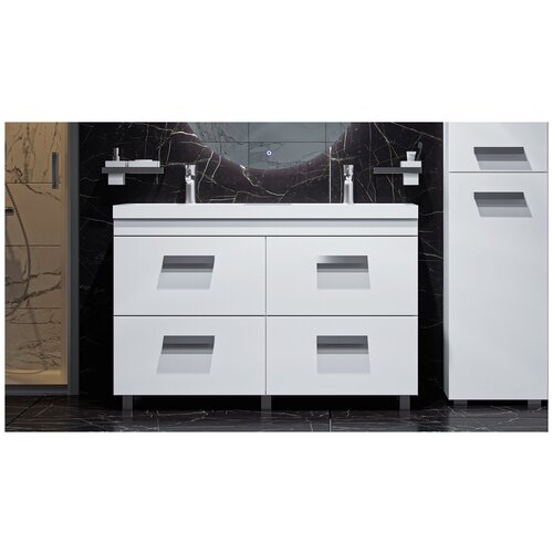 Тумба напольная с раковиной Velvex ORLANDO 120 белый матовый