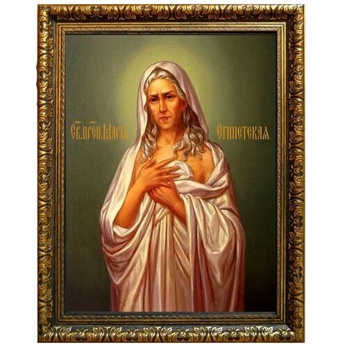 мария египетская преподобная с житием икона на холсте Мария Египетская Преподобная. Икона на холсте