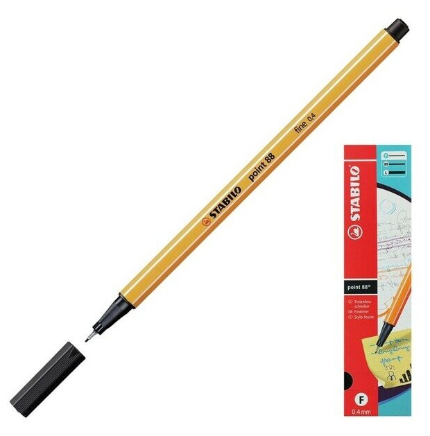Ручка капиллярная Stabilo Point 88, 0,4 мм, чернила чёрные, 1 шт