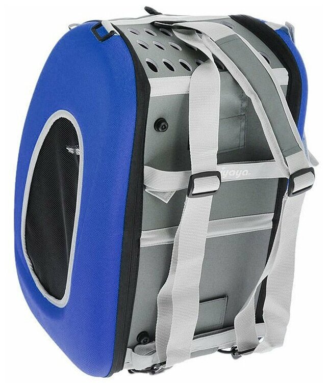 Ibiyaya складная сумка-тележка 3 в 1 для собак до 8 кг (сумка, рюкзак, тележка) синяя - фотография № 4