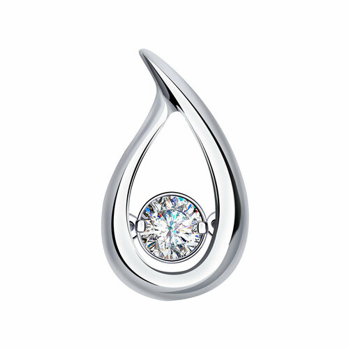 фото Подвеска diamant online, белое золото, 585 проба, фианит, размер 1.5 см.