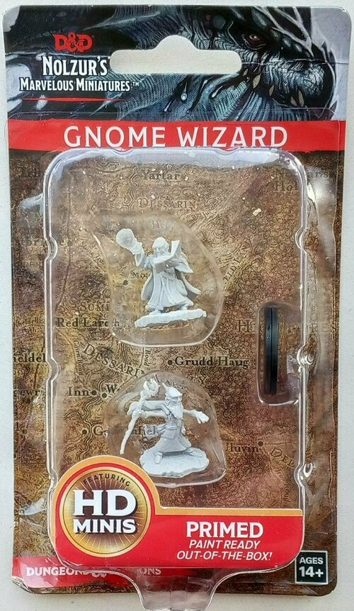Гном (Gnome) Волшебник 20 мм. Набор из 2 грунтованных фигурок для настольных игр ДнД / Dungeons & Dragons