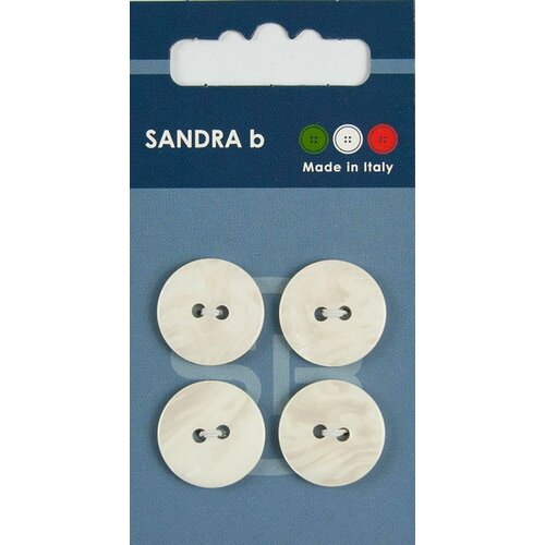 Пуговицы Sandra b, круглые, пластиковые, белые, 4 шт, 1 упаковка