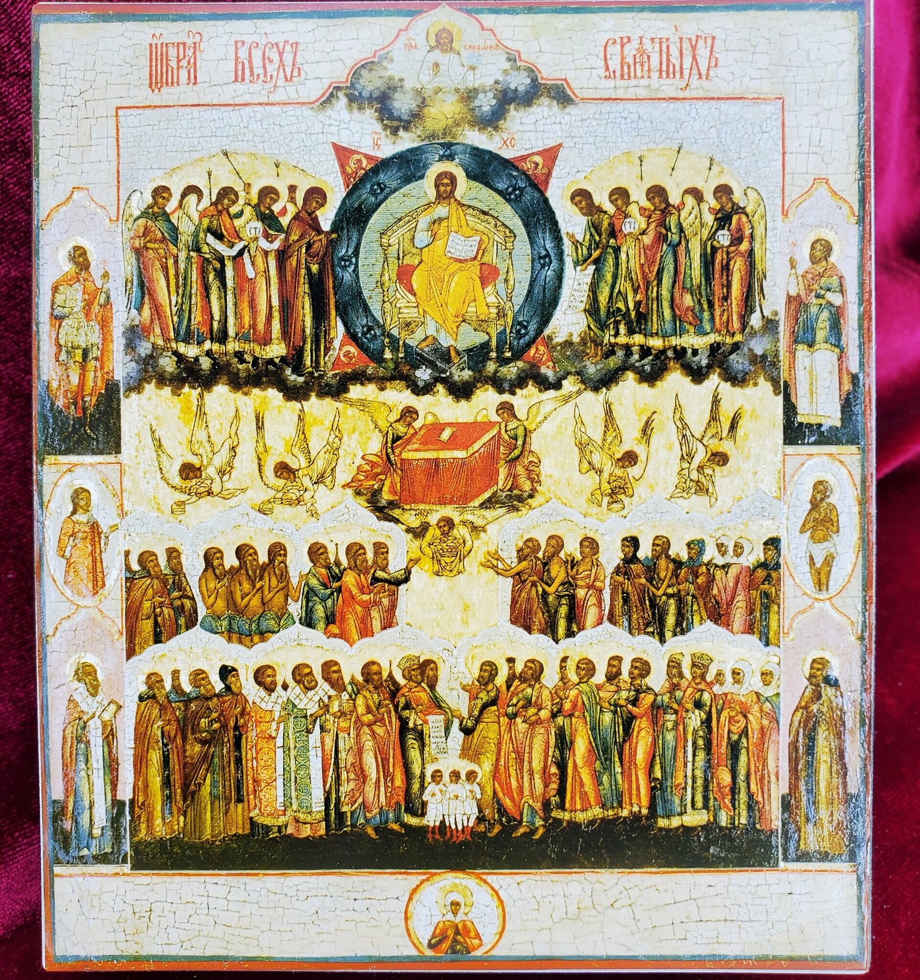 Собор всех святых деревянная икона на левкасе 13 см