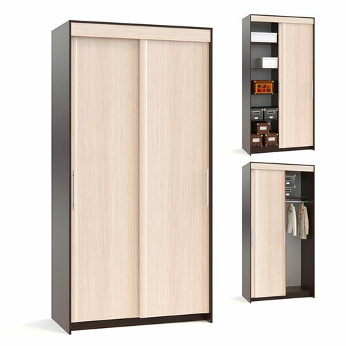 Шкаф-купе СШР-126.2 цвет дуб венге/белёный дуб