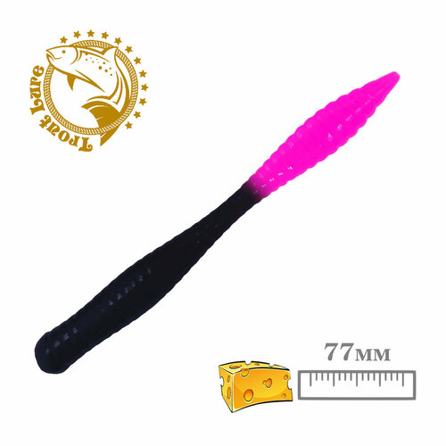 Силикон TROUT LURE (SANSAN) в банке, BEAVER 77, СЫР, COL. 17 (Black-Pink), (10шт)