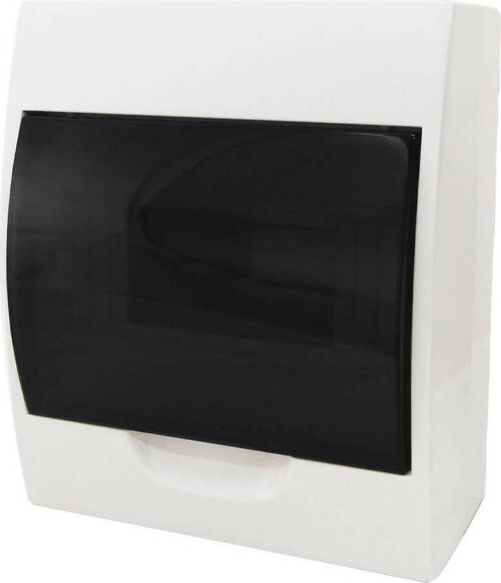 фото Щит навесной TDM ЩРН-П 8 модулей прозрачная черная дверца IP41 белый (комплект из 2 шт)