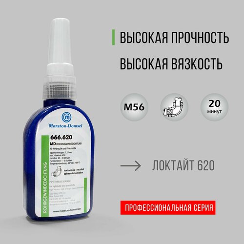 Фиксатор трубной резьбы MD 666.620, высокой прочности, 50 г