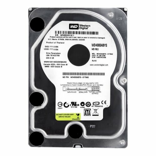 Жесткий диск Western Digital WD4000ABYS 400Gb 7200 SATAII 35 HDD 596000₽