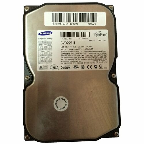 Жесткий диск Samsung SV0221H 20Gb 5400 IDE 35 HDD 753500₽