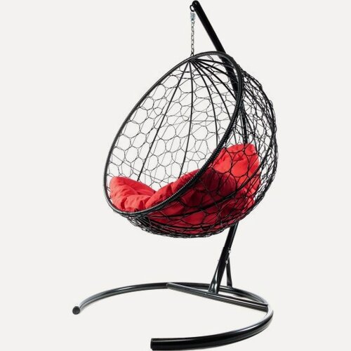 Изображение товара Подвесное кресло кокон M-group Круг ротанг черное+красн подуш