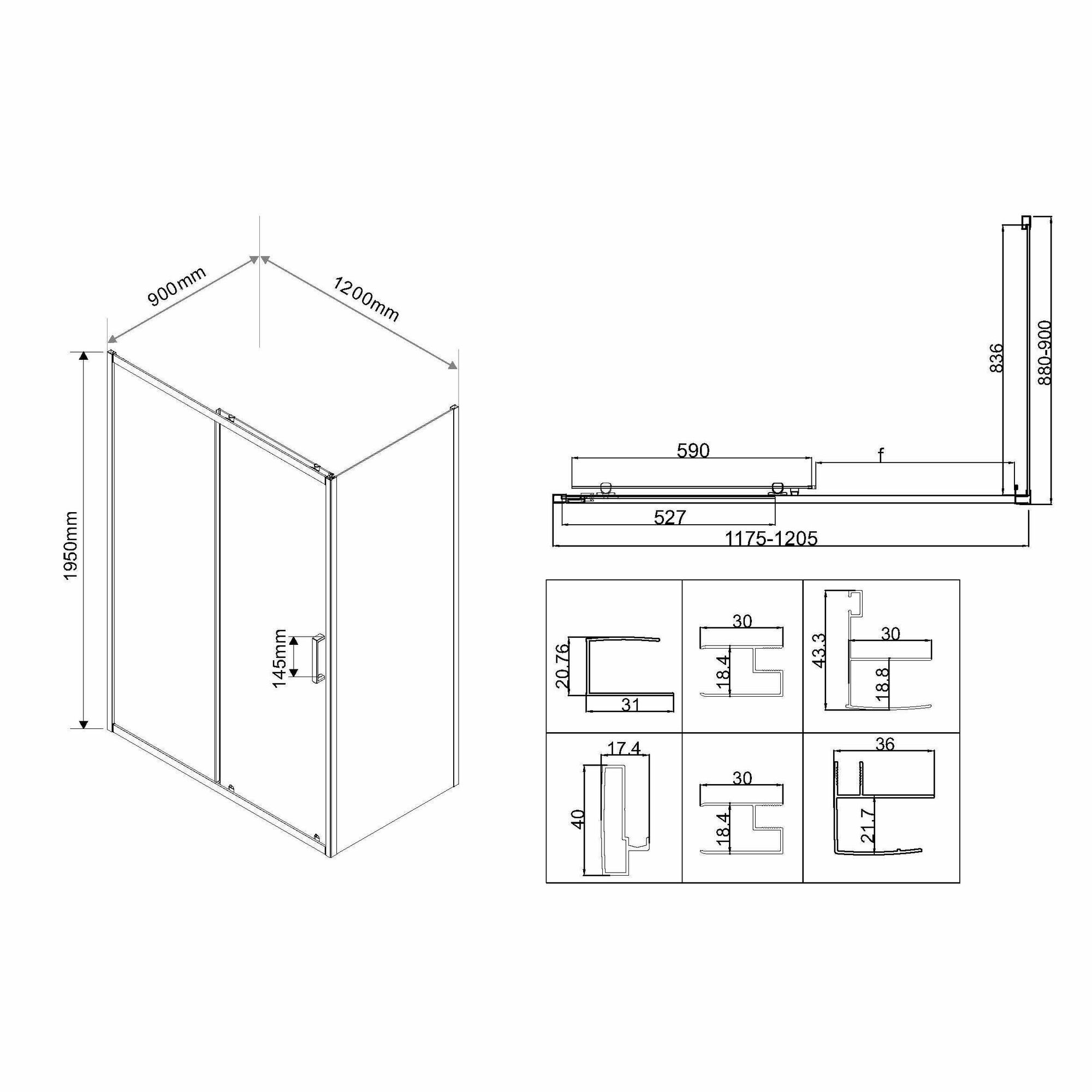 Душевой уголок Vincea City 1950x1200x900 (текстурное стекло) хром VSR-5CT9012MT — фото 1