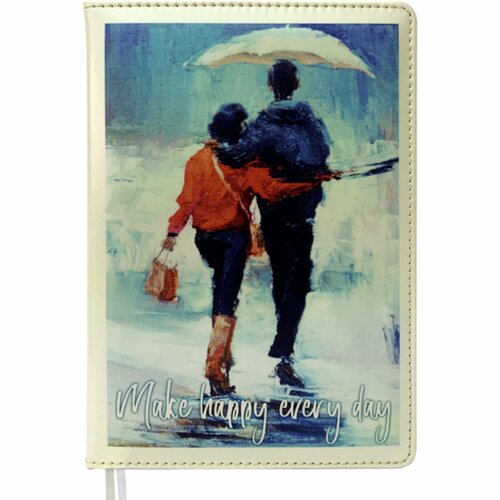 Ежедневник недатир A5 160л Кожзам deVENTE.Couple with umbrella, тв обл с пор, перф,2ляс, бл70