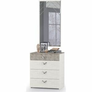 фото Комод Mobi Амели 13.106 + Зеркало Шёлковый камень/бетон чикаго беж