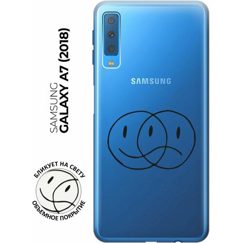 Силиконовый чехол с принтом Two Faces для Samsung Galaxy A7 (2018) / Самсунг А7 2018 силиконовый чехол на samsung galaxy a7 2018 самсунг а7 2018 с 3d принтом honey прозрачный