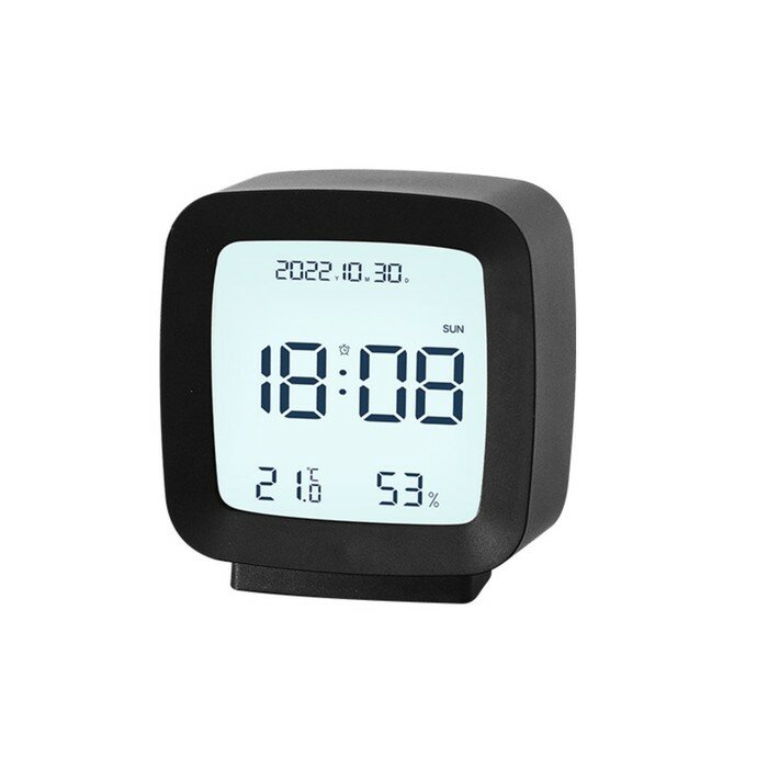 Часы - будильник электронные настольные: термометр, календарь, гигрометр, 7.8 х 8.3 см