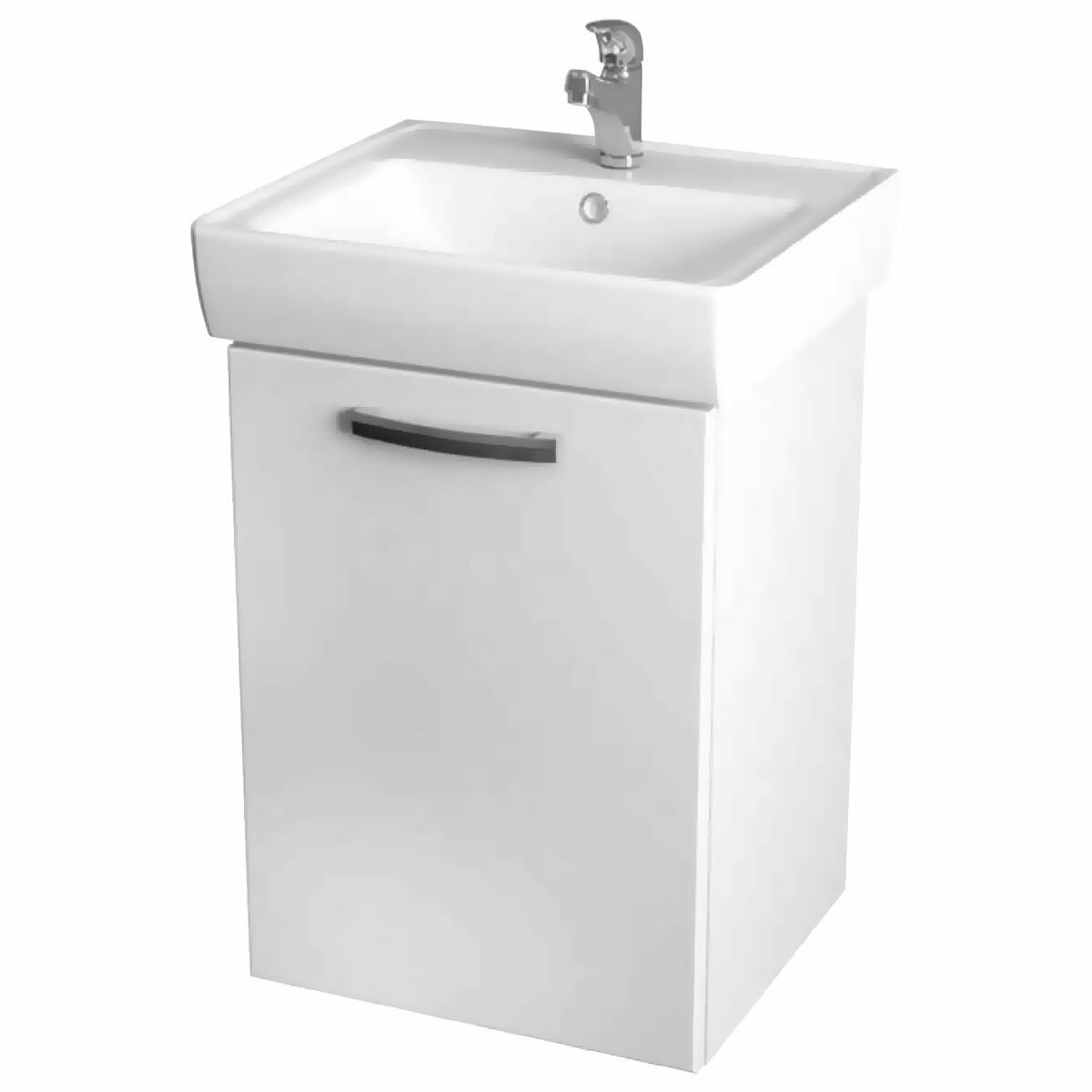 фото Тумба с раковиной в ванную ALMI50 Dreja, белый глянец(Тумба ALMI50 подвесная+раковина МИНИ50)