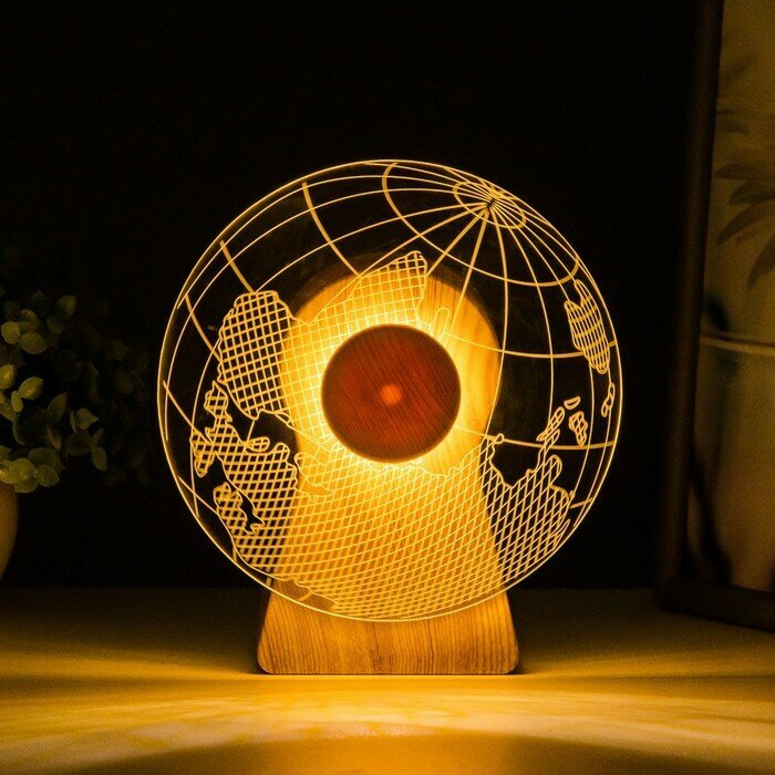 фото RISALUX Ночник сенсорный "Глобус" LED 6Вт USB 15х4х16 см