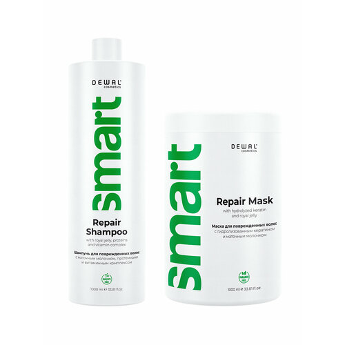 Набор для поврежденных волос SMART CARE Repair шампунь 1000 мл маска 1000 мл DEWAL DCR20012_DCR20014 2647₽