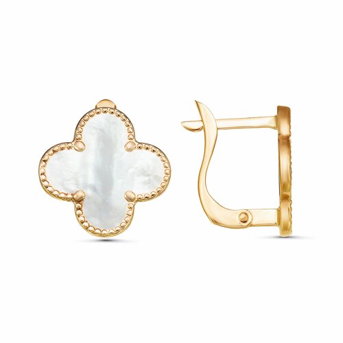 Серьги MG, красное золото, 585 проба, зернь, перламутр, размер 15 мм, длина 1.5 см, , красный