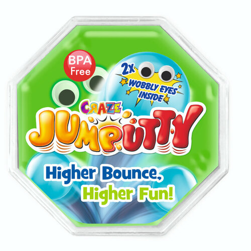 Тесто попрыгунчик CRAZE Jumputty с подвижными глазками Безумный прыжок, зеленый, 15 г